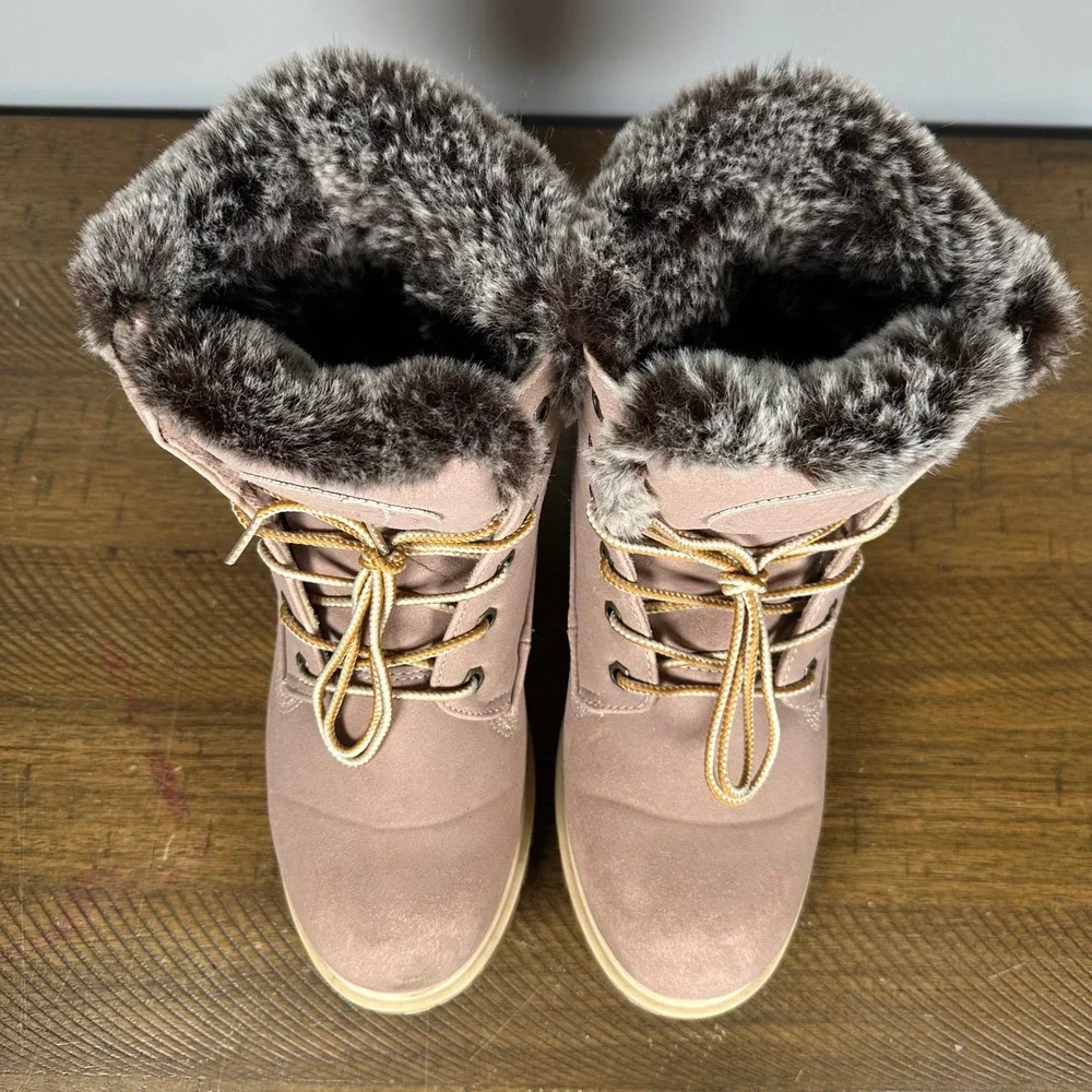Lugz Boots Womens 10 Soft Pink Convoy Hi Faux Fur Winter Work Chunky Y2K